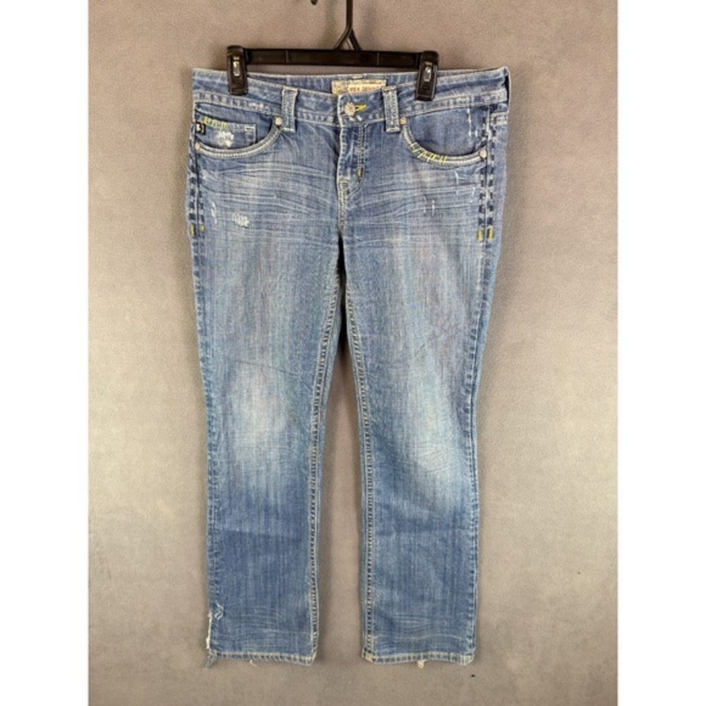 VTG MEK‎ Denim Womens Jeans 34x33 Low Rise Acapulco Straight Y2K Embroidered